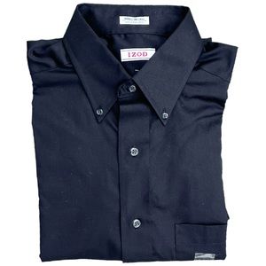 NWT IZOD Mens Black Button Down Shirt Size 15 32/33